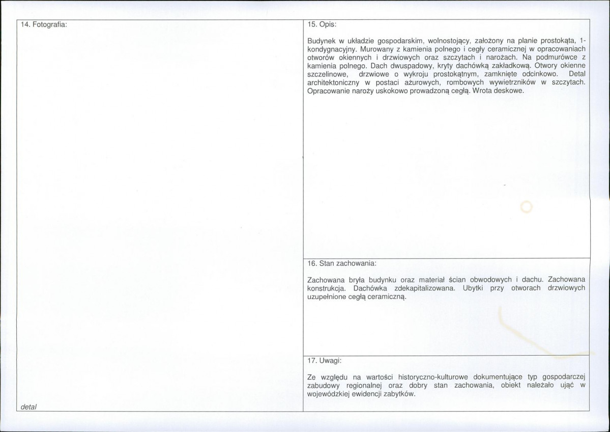 Karta obiektu niewpisanego do rejestru, skan nr 2