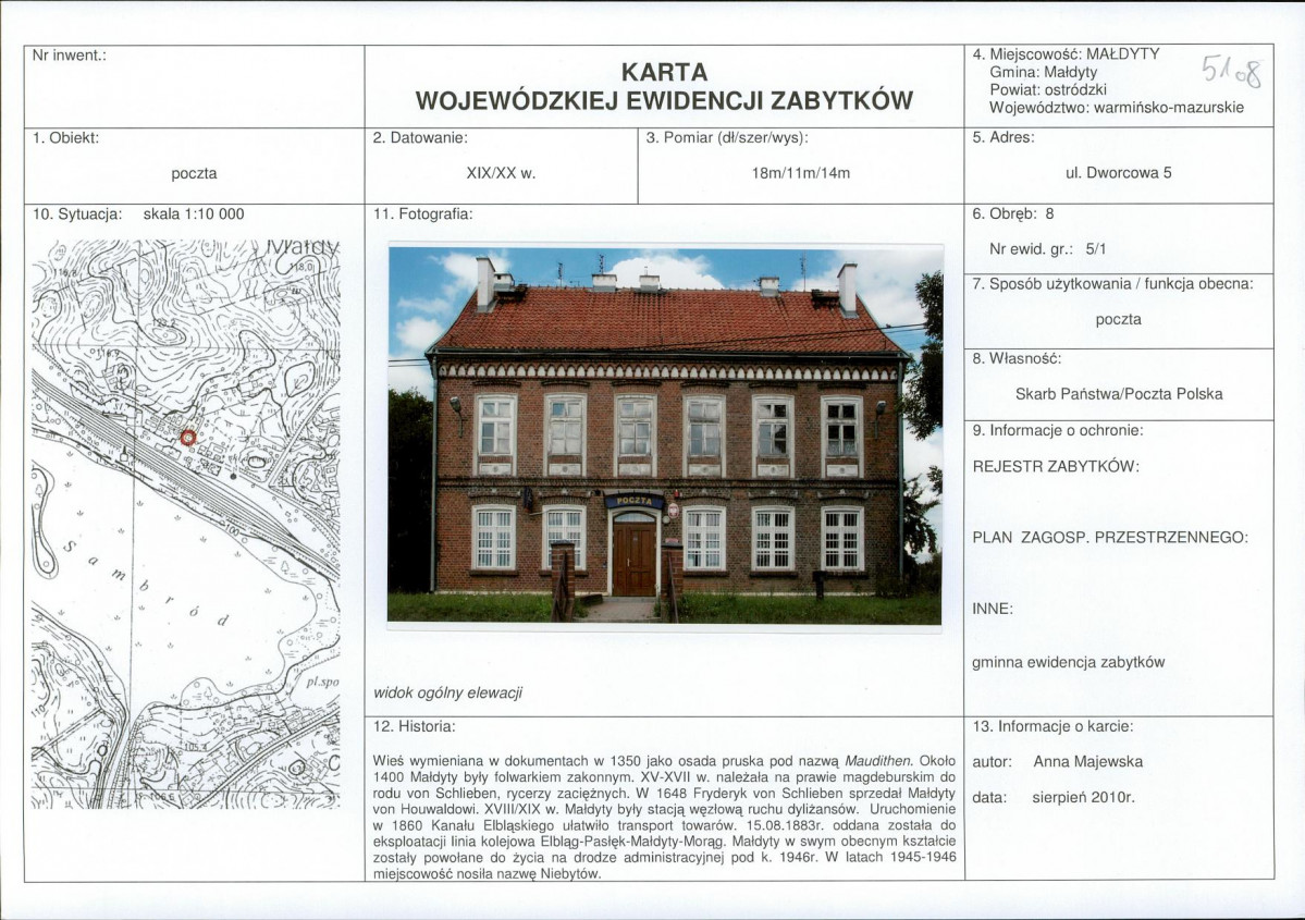 KEZN - Karta obiektu niewpisanego do rejestru, skan nr 1
