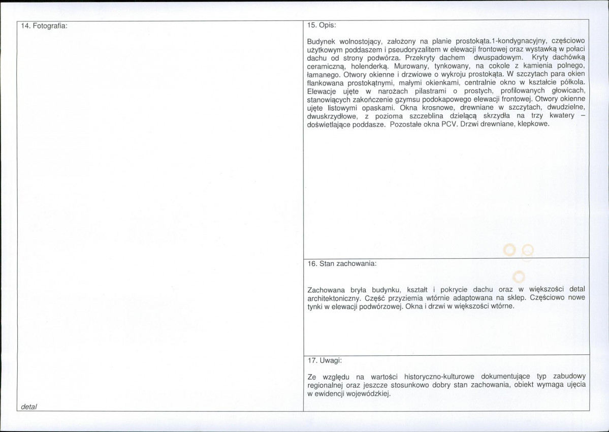 Karta obiektu niewpisanego do rejestru, skan nr 2