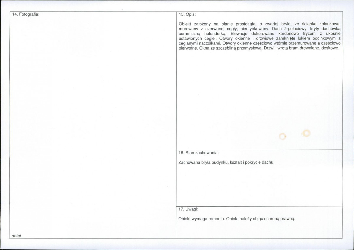 Karta obiektu niewpisanego do rejestru, skan nr 2