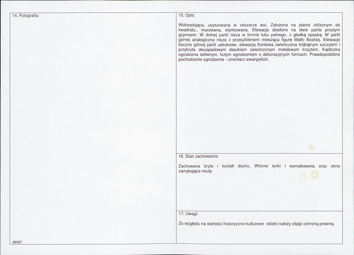 Karta obiektu niewpisanego do rejestru, skan nr 2