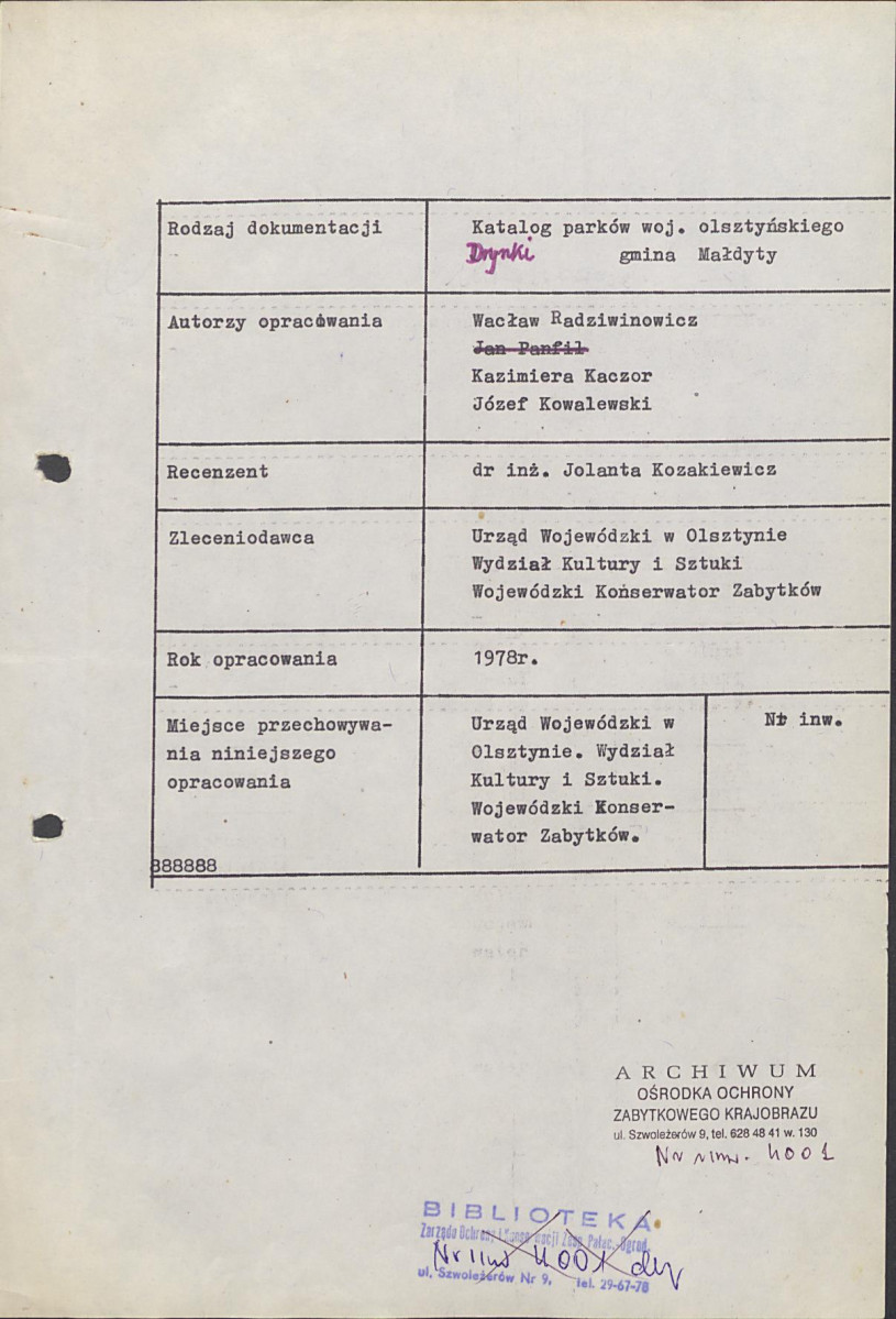 Ewidencja parkowa, skan nr 4