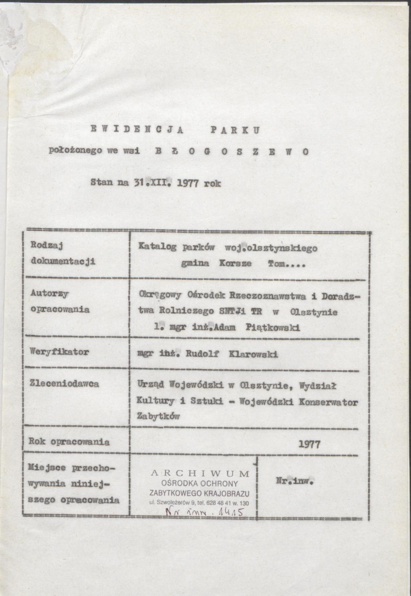 Ewidencja parkowa, skan nr 4