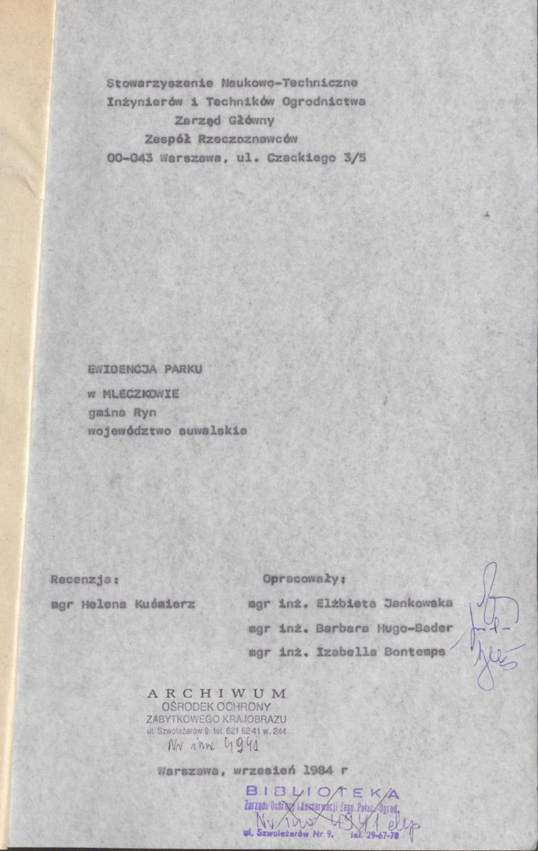 Ewidencja parkowa, skan nr 4