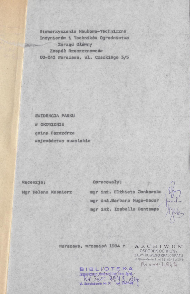 Ewidencja parkowa, skan nr 4