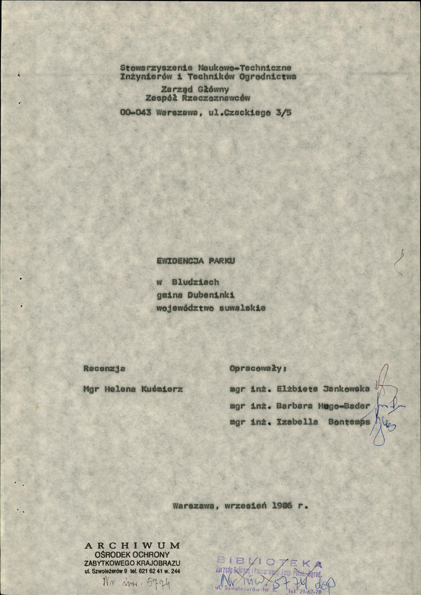 EP - Ewidencja parkowa, skan nr 4