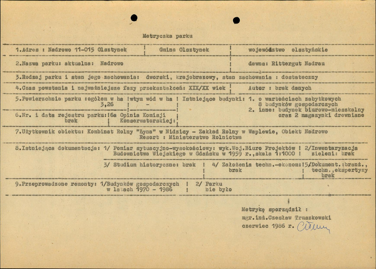 Ewidencja parkowa, skan nr 8
