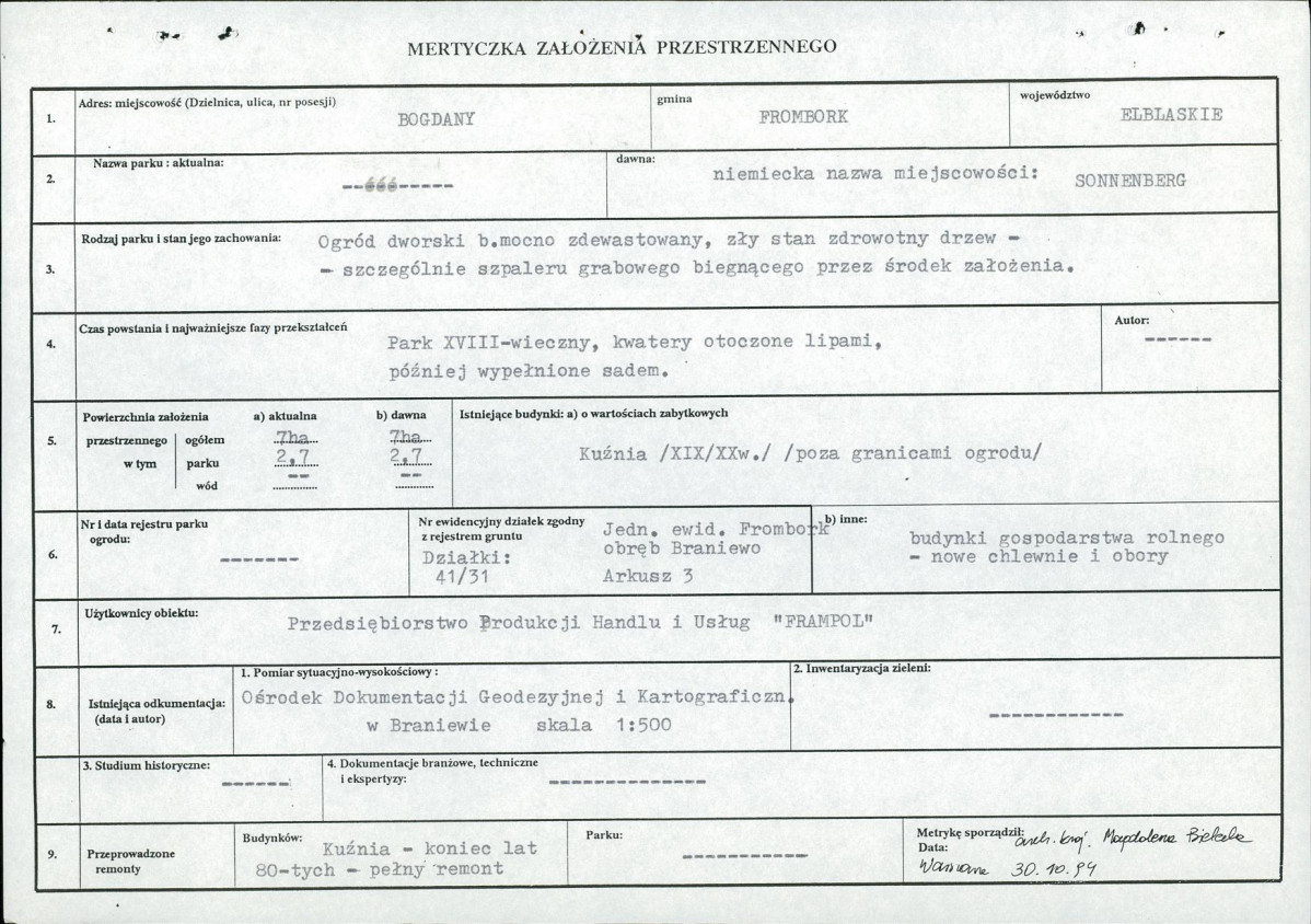 Ewidencja parkowa, skan nr 6
