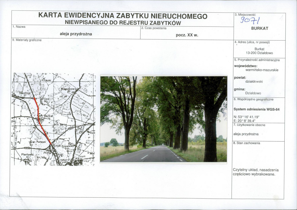 Karta obiektu niewpisanego do rejestru, skan nr 1