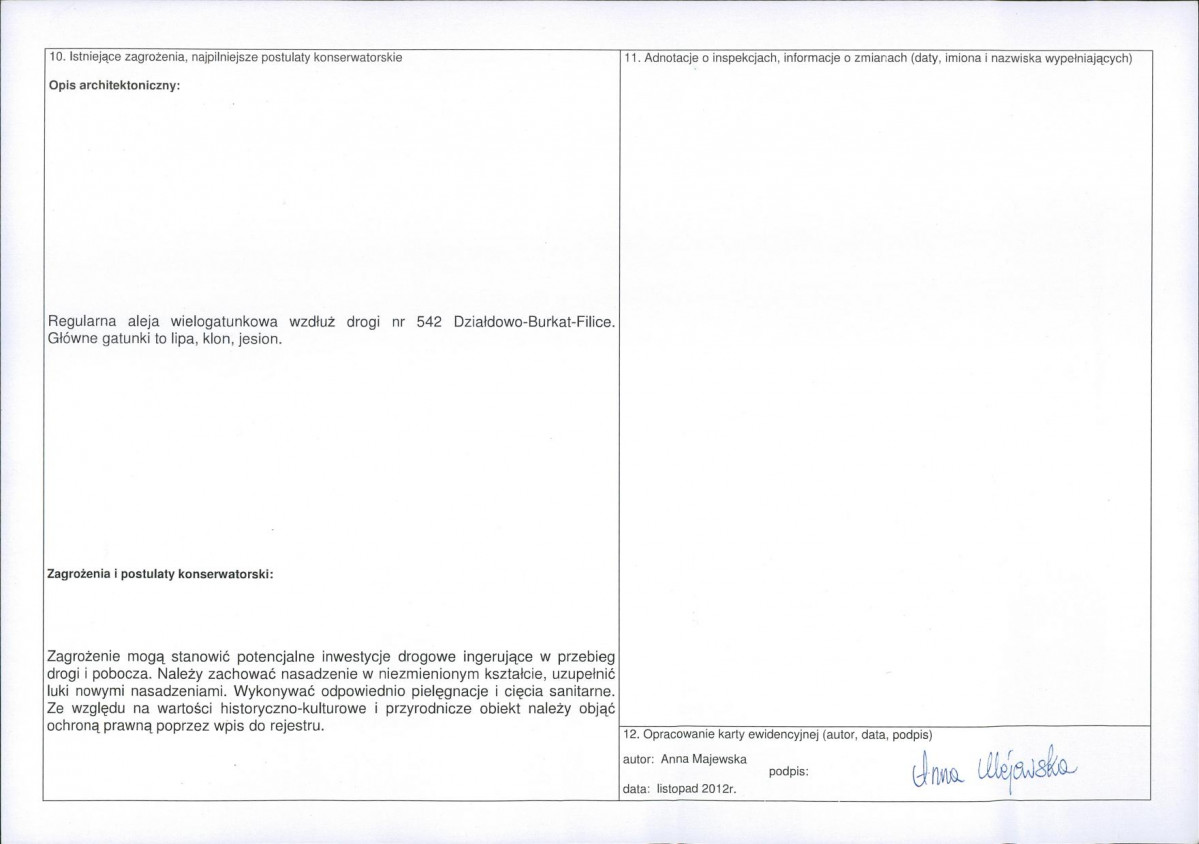 Karta obiektu niewpisanego do rejestru, skan nr 2