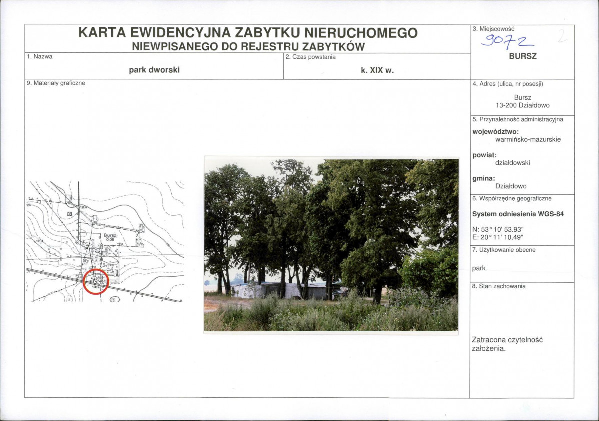 Karta obiektu niewpisanego do rejestru, skan nr 1