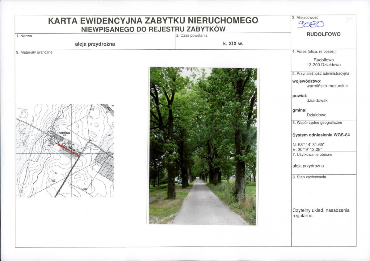 Karta obiektu niewpisanego do rejestru, skan nr 1