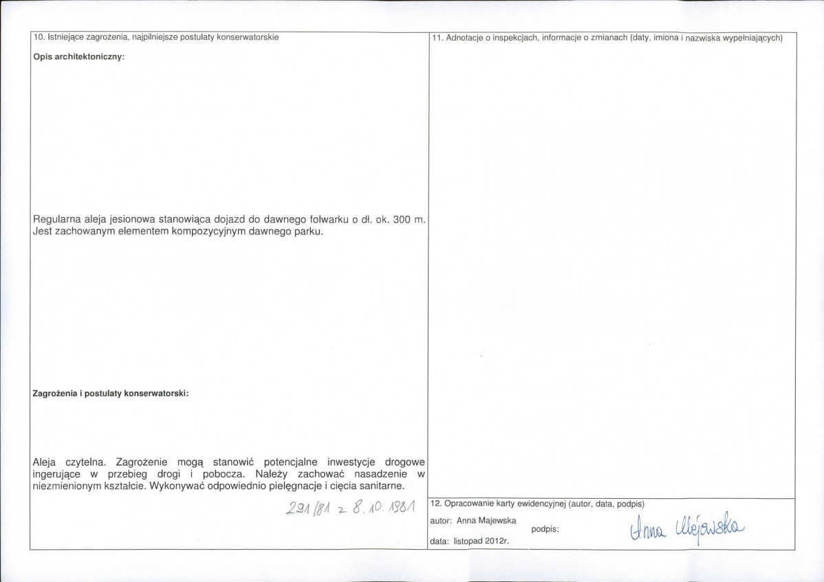 Karta obiektu niewpisanego do rejestru, skan nr 2