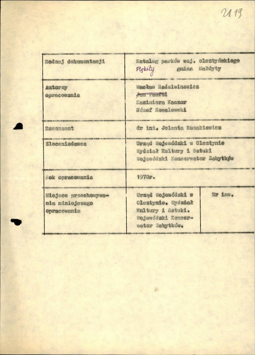 Ewidencja parkowa, skan nr 2