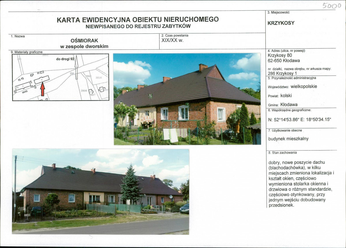 Karta obiektu niewpisanego do rejestru, skan nr 1