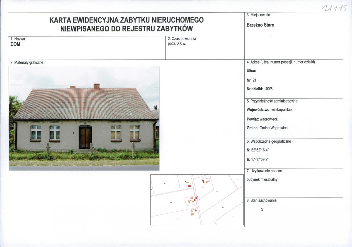 KEZN - Karta obiektu niewpisanego do rejestru, skan nr 1