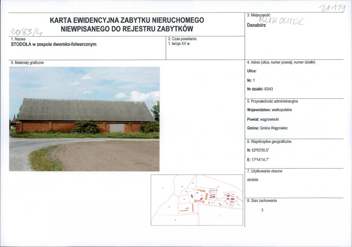 KEZN - Karta obiektu niewpisanego do rejestru, skan nr 1
