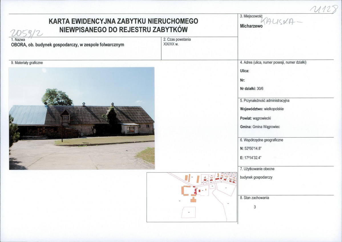 KEZN - Karta obiektu niewpisanego do rejestru, skan nr 1