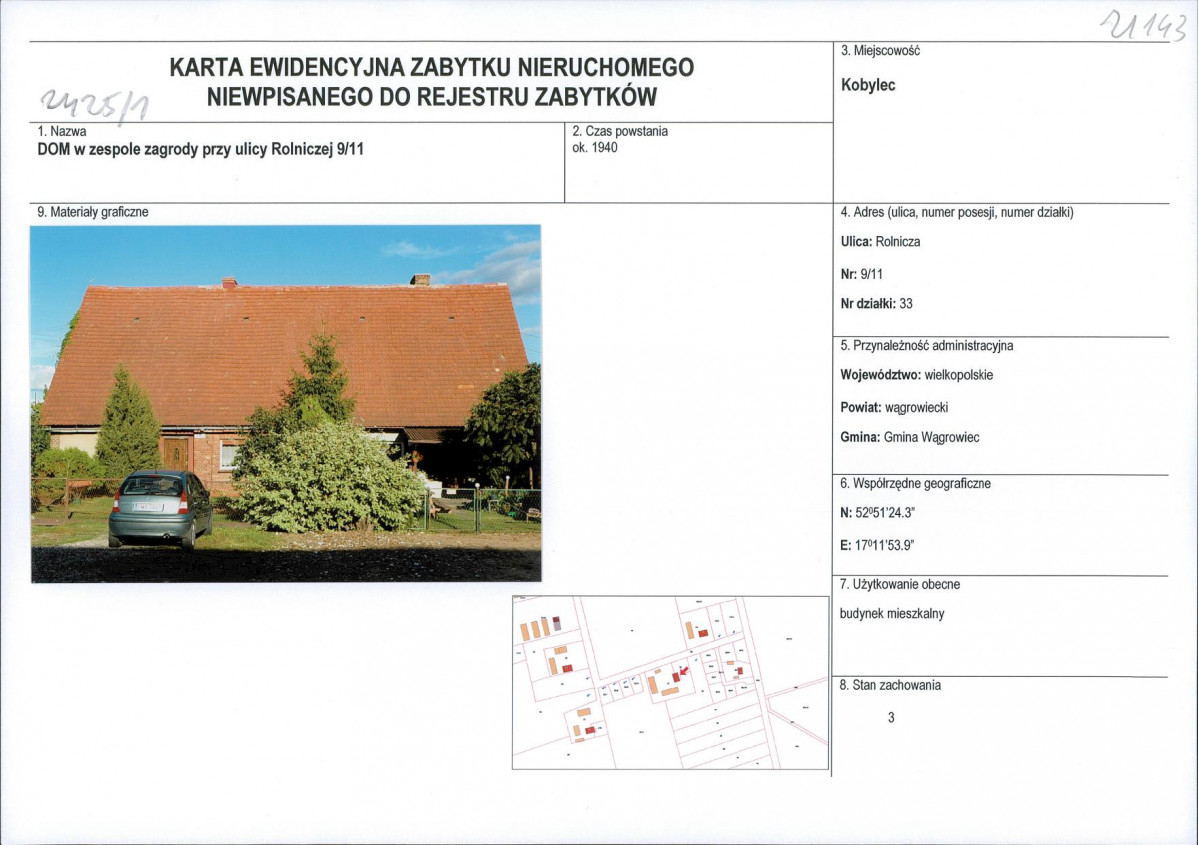 KEZN - Karta obiektu niewpisanego do rejestru, skan nr 1