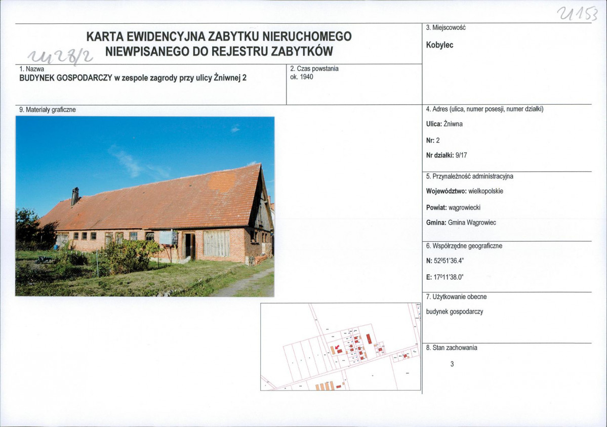 KEZN - Karta obiektu niewpisanego do rejestru, skan nr 1