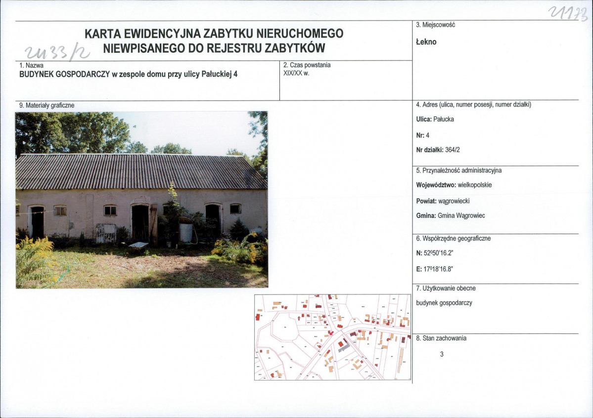 KEZN - Karta obiektu niewpisanego do rejestru, skan nr 1