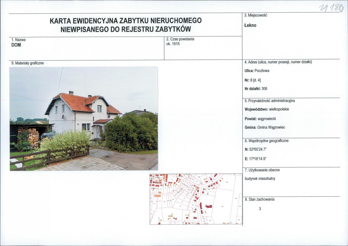 KEZN - Karta obiektu niewpisanego do rejestru, skan nr 1