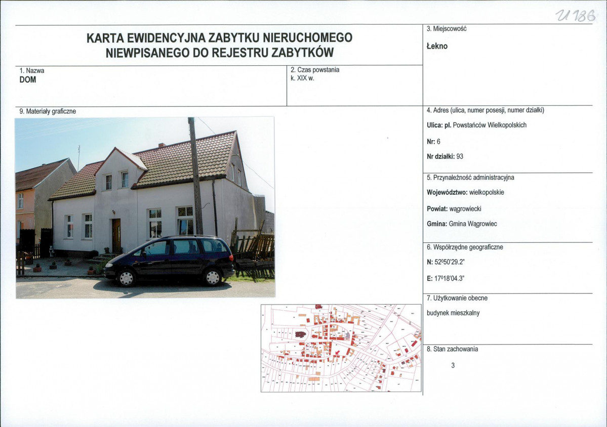KEZN - Karta obiektu niewpisanego do rejestru, skan nr 1