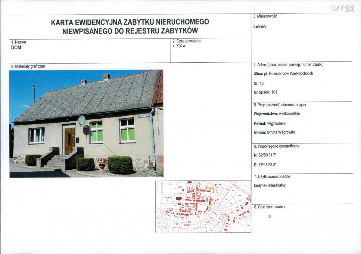 KEZN - Karta obiektu niewpisanego do rejestru, skan nr 1