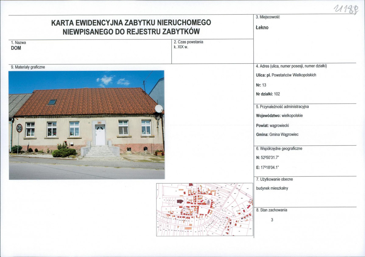 KEZN - Karta obiektu niewpisanego do rejestru, skan nr 1