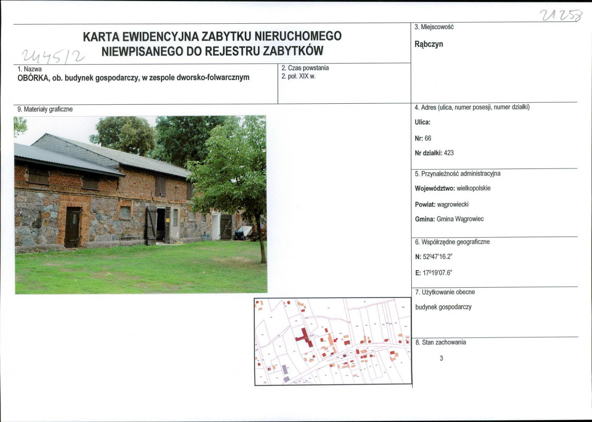 KEZN - Karta obiektu niewpisanego do rejestru, skan nr 1