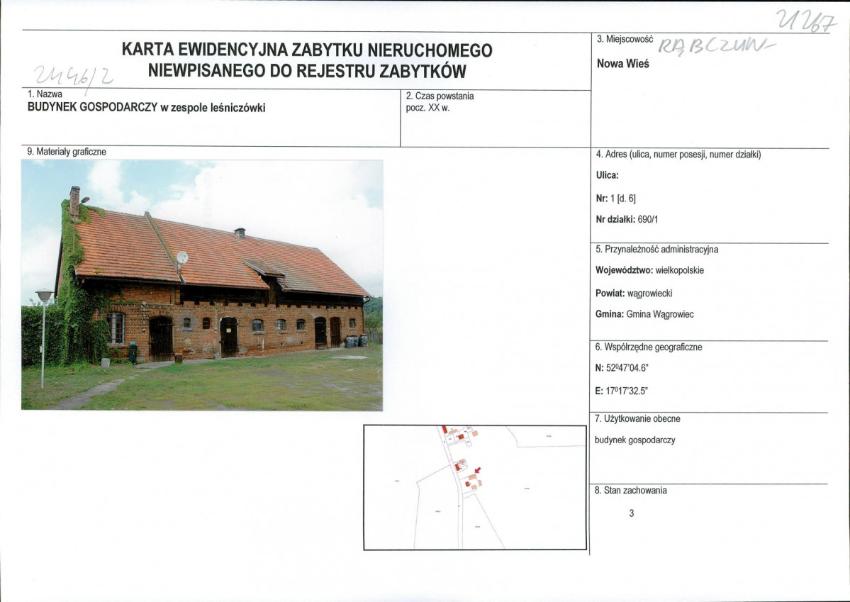 KEZN - Karta obiektu niewpisanego do rejestru, skan nr 1
