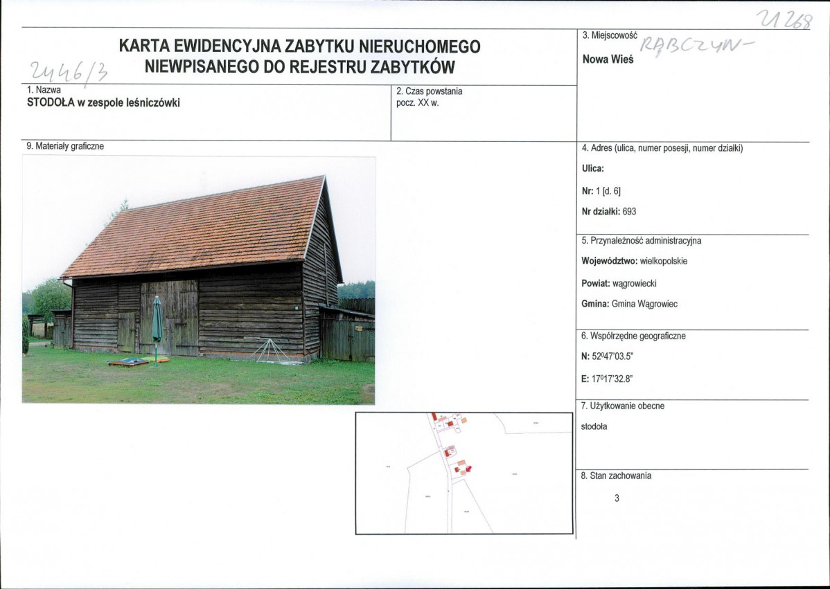 KEZN - Karta obiektu niewpisanego do rejestru, skan nr 1