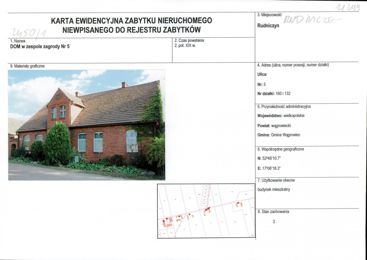 KEZN - Karta obiektu niewpisanego do rejestru, skan nr 1
