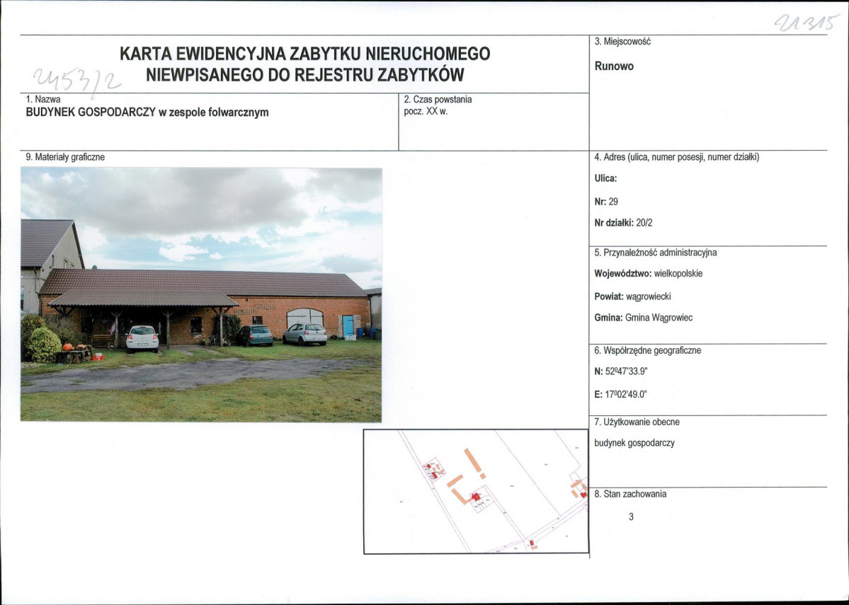 KEZN - Karta obiektu niewpisanego do rejestru, skan nr 1