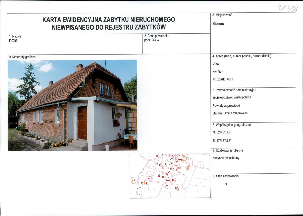 KEZN - Karta obiektu niewpisanego do rejestru, skan nr 1