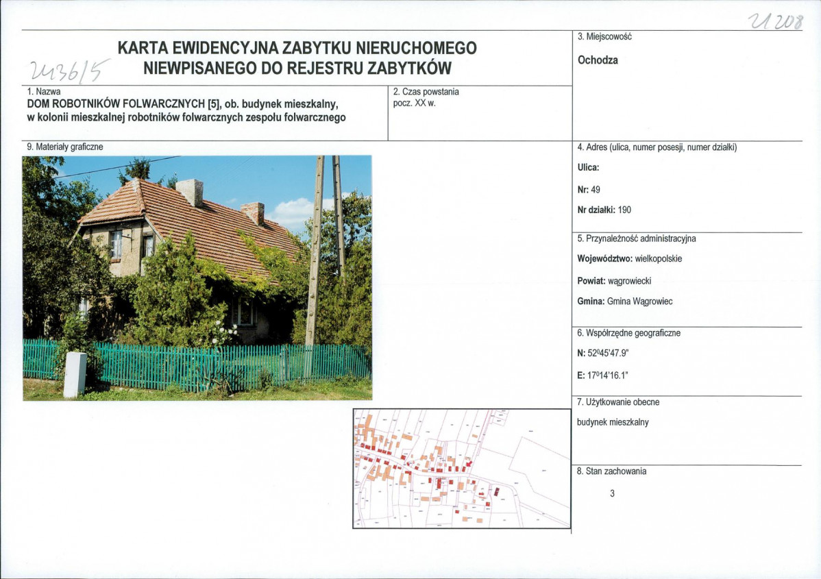 KEZN - Karta obiektu niewpisanego do rejestru, skan nr 1