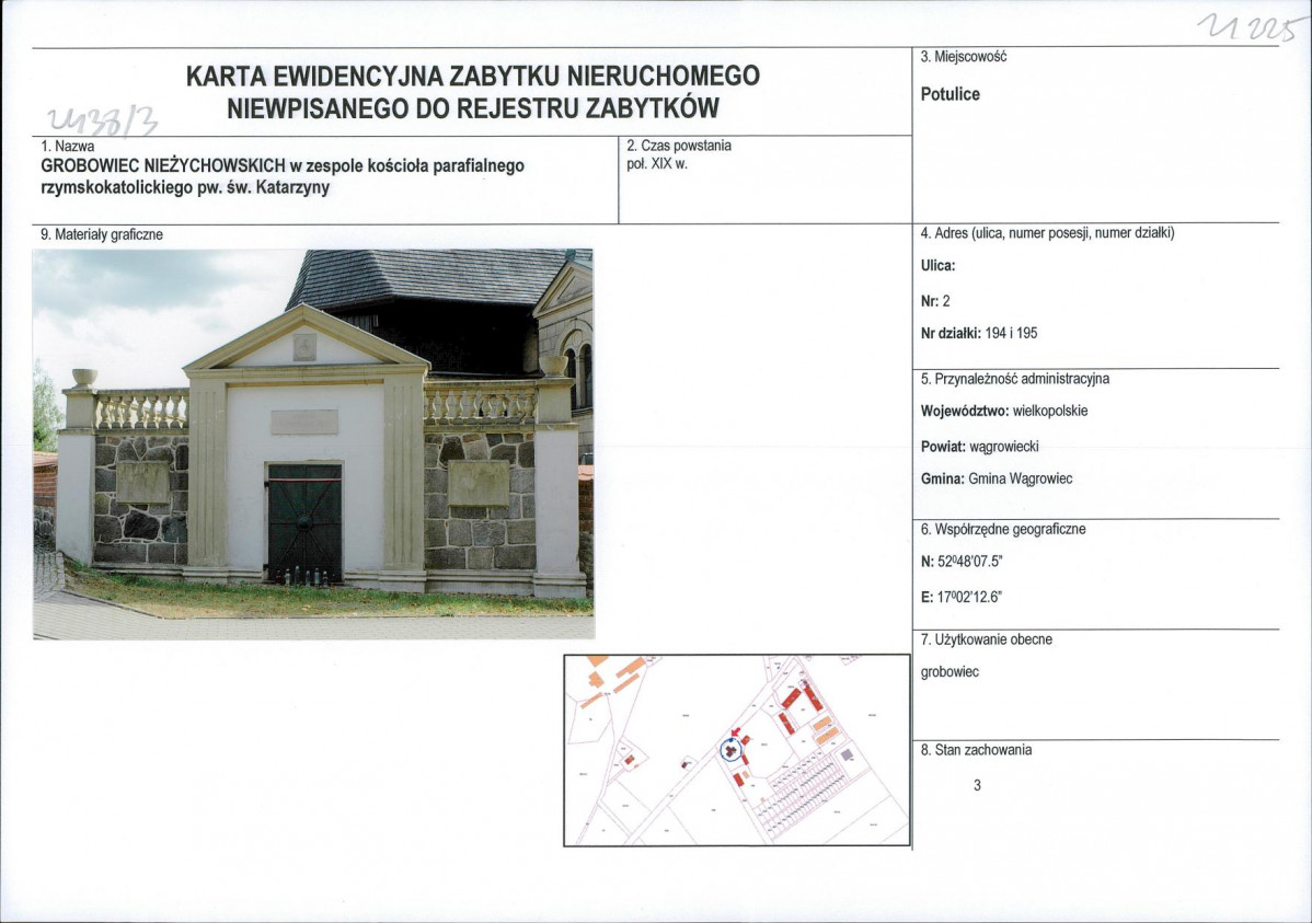 KEZN - Karta obiektu niewpisanego do rejestru, skan nr 1