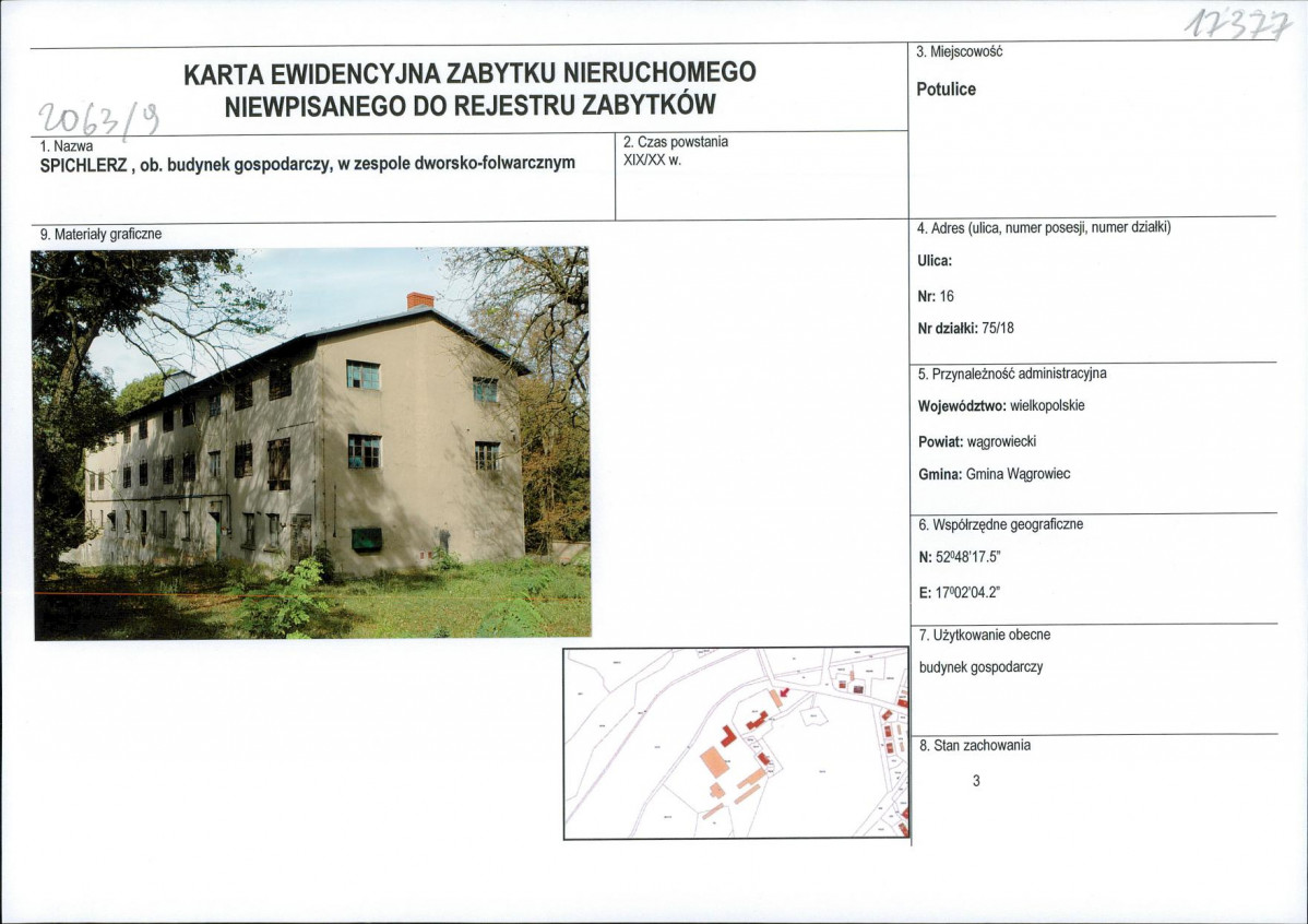 KEZN - Karta obiektu niewpisanego do rejestru, skan nr 1