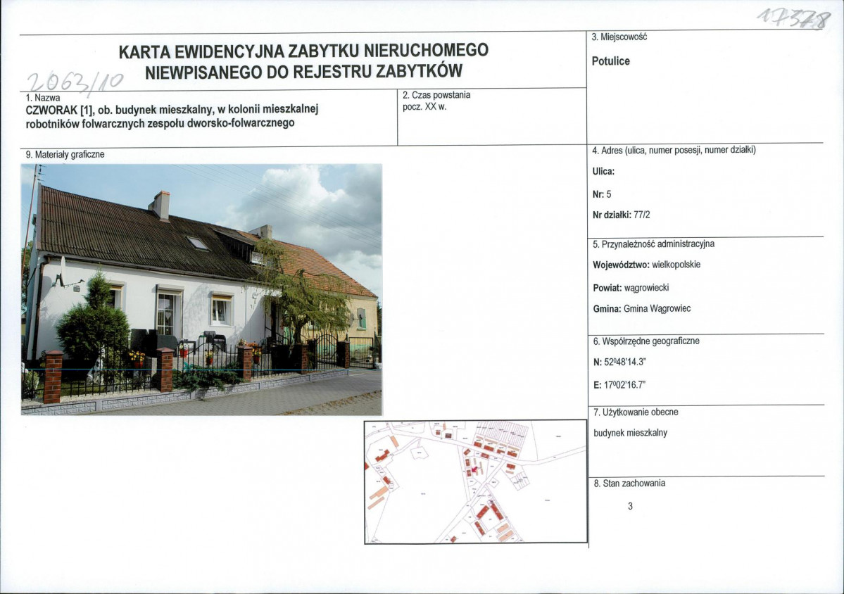KEZN - Karta obiektu niewpisanego do rejestru, skan nr 1
