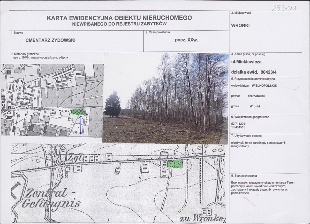 KEZN - Karta obiektu niewpisanego do rejestru, skan nr 1
