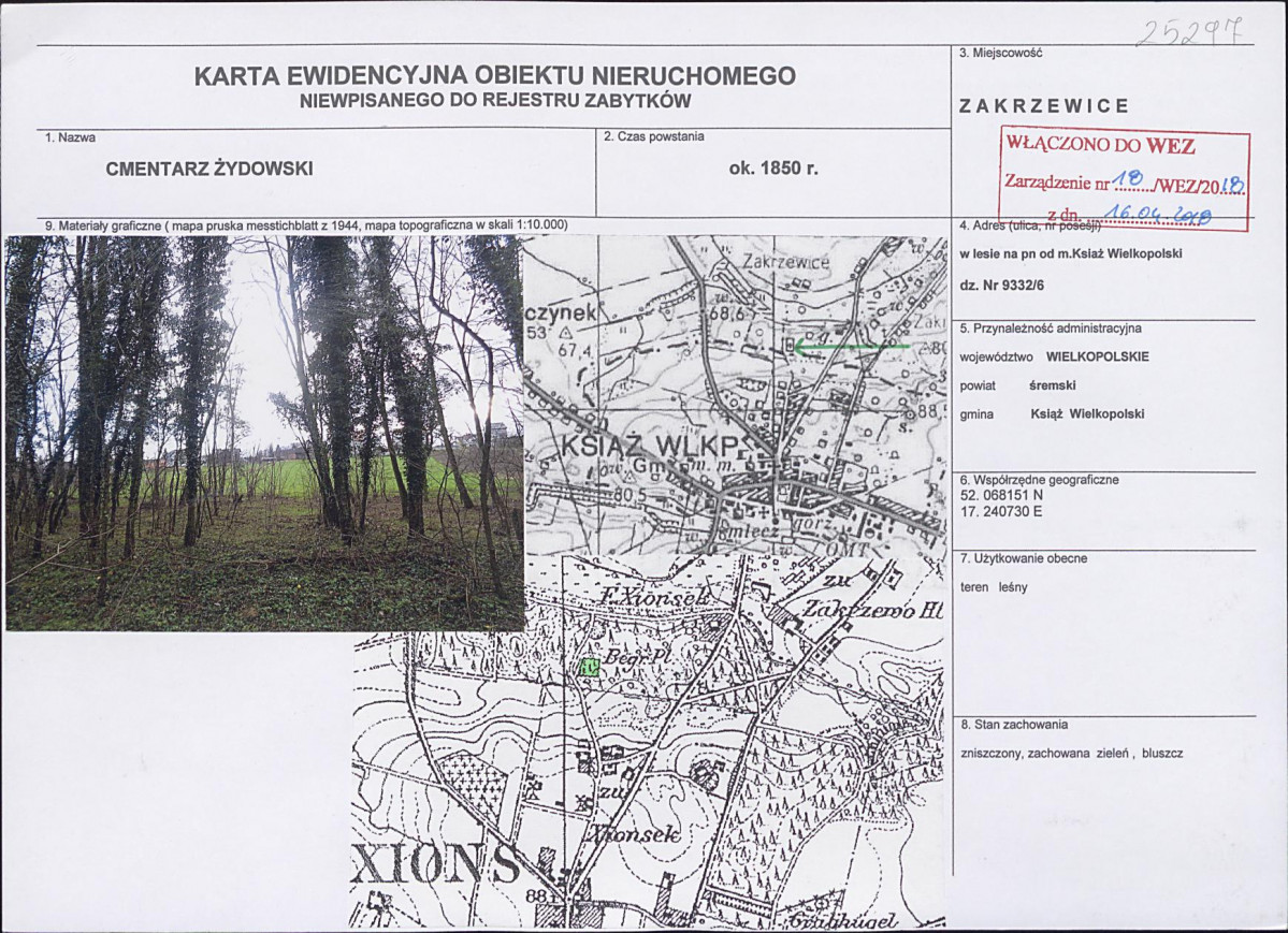 KEZN - Karta obiektu niewpisanego do rejestru, skan nr 1