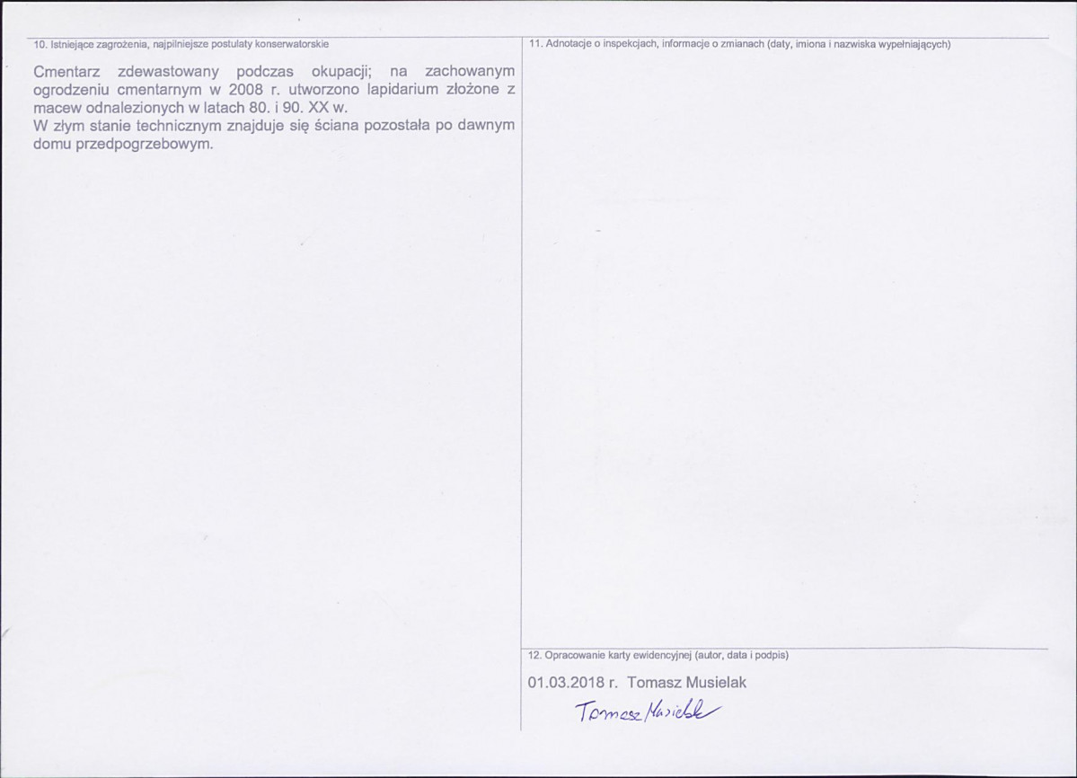 Karta obiektu niewpisanego do rejestru, skan nr 2