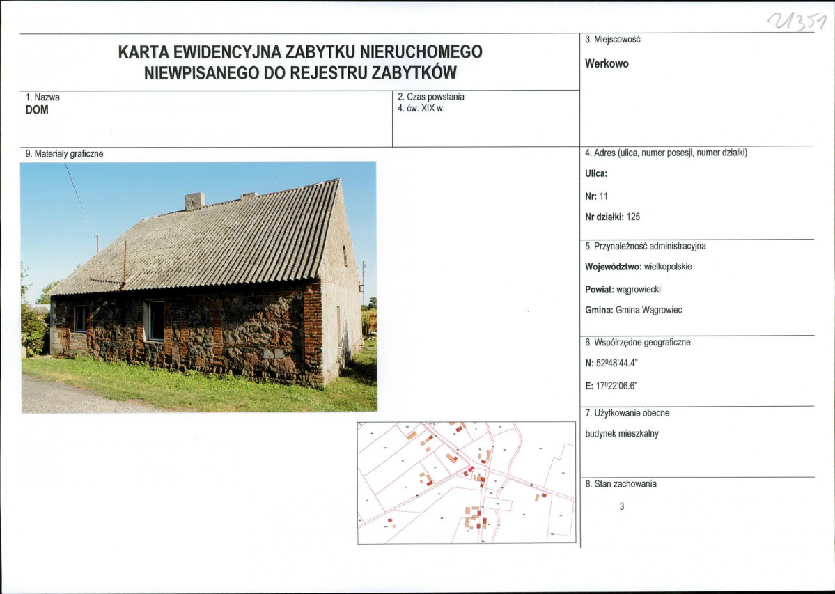 KEZN - Karta obiektu niewpisanego do rejestru, skan nr 1