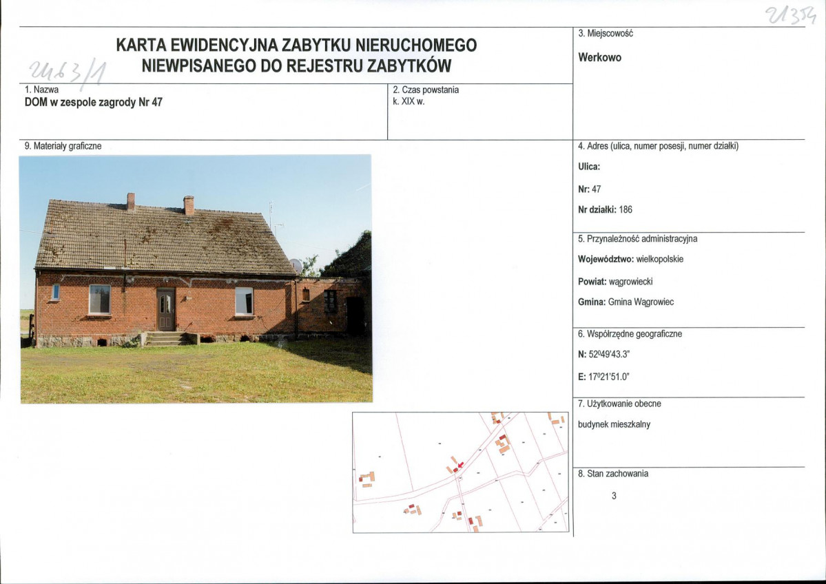 KEZN - Karta obiektu niewpisanego do rejestru, skan nr 1