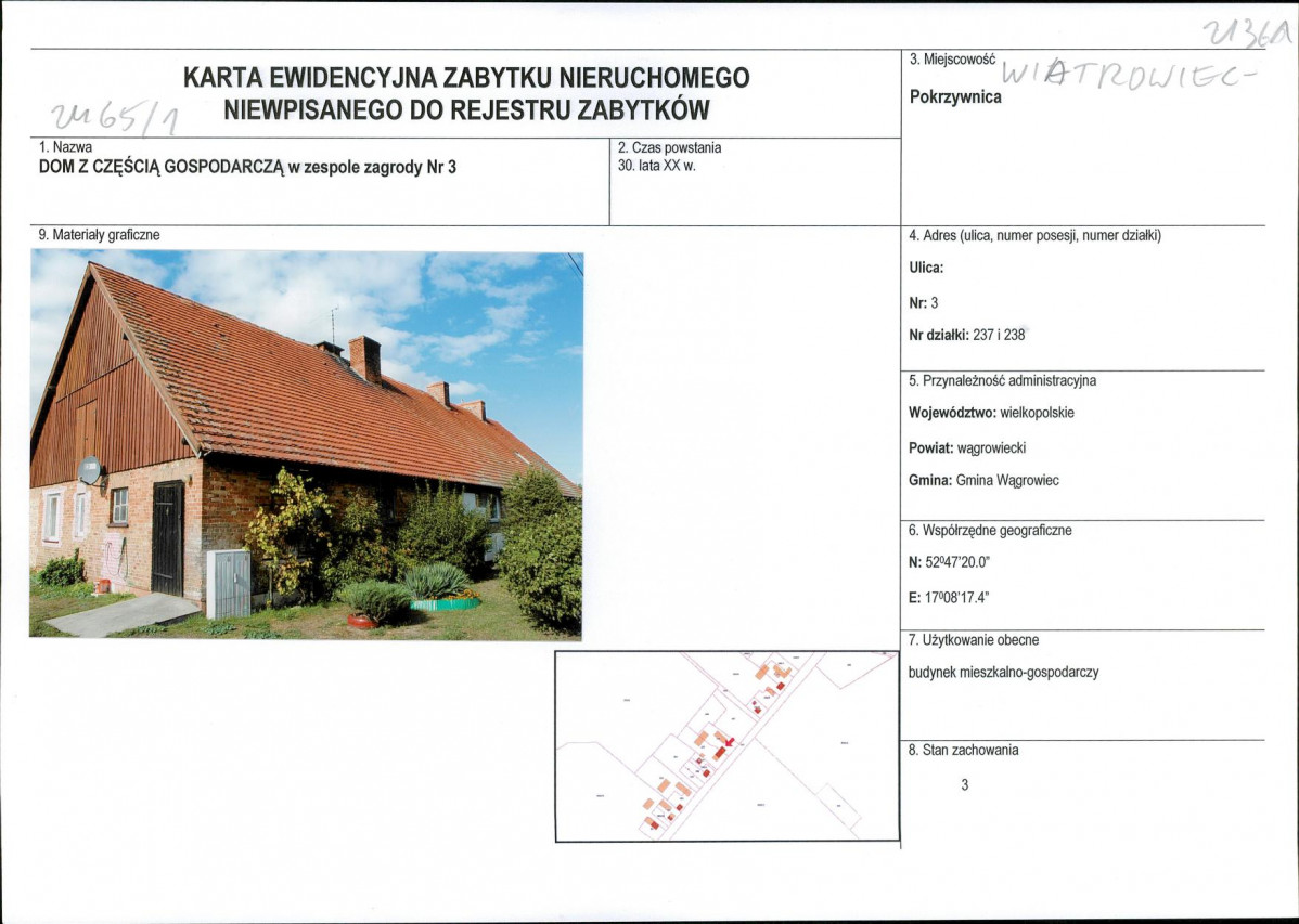 KEZN - Karta obiektu niewpisanego do rejestru, skan nr 1