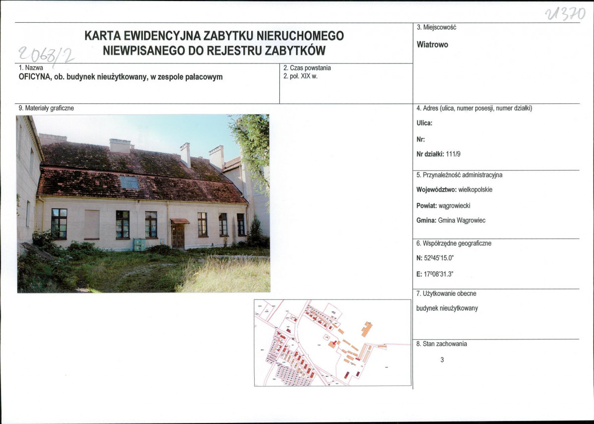 KEZN - Karta obiektu niewpisanego do rejestru, skan nr 1