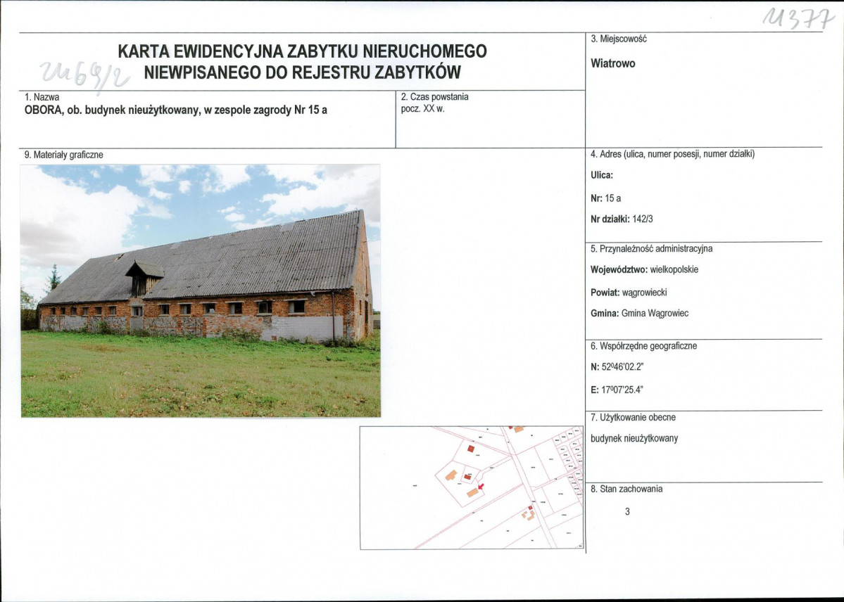 KEZN - Karta obiektu niewpisanego do rejestru, skan nr 1