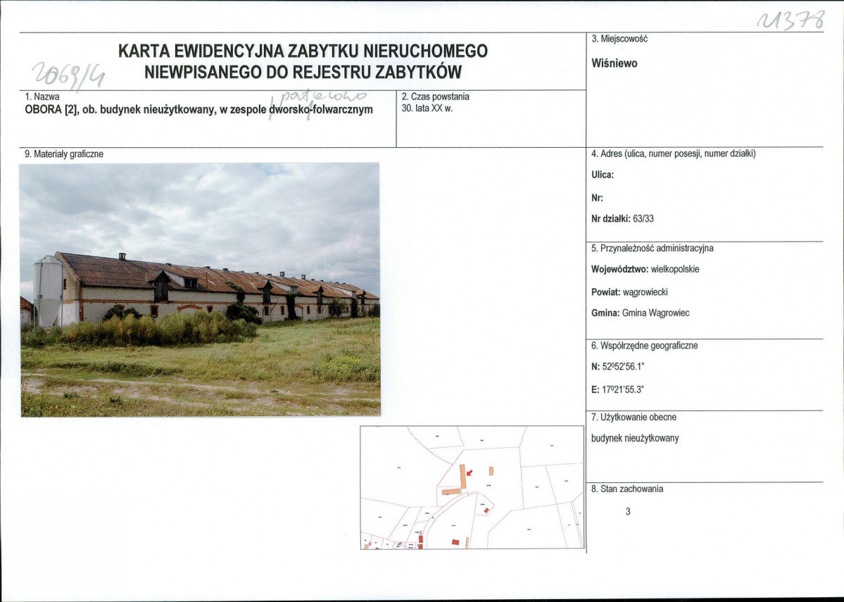 KEZN - Karta obiektu niewpisanego do rejestru, skan nr 1