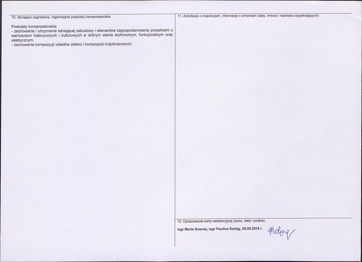 Karta obiektu niewpisanego do rejestru, skan nr 2