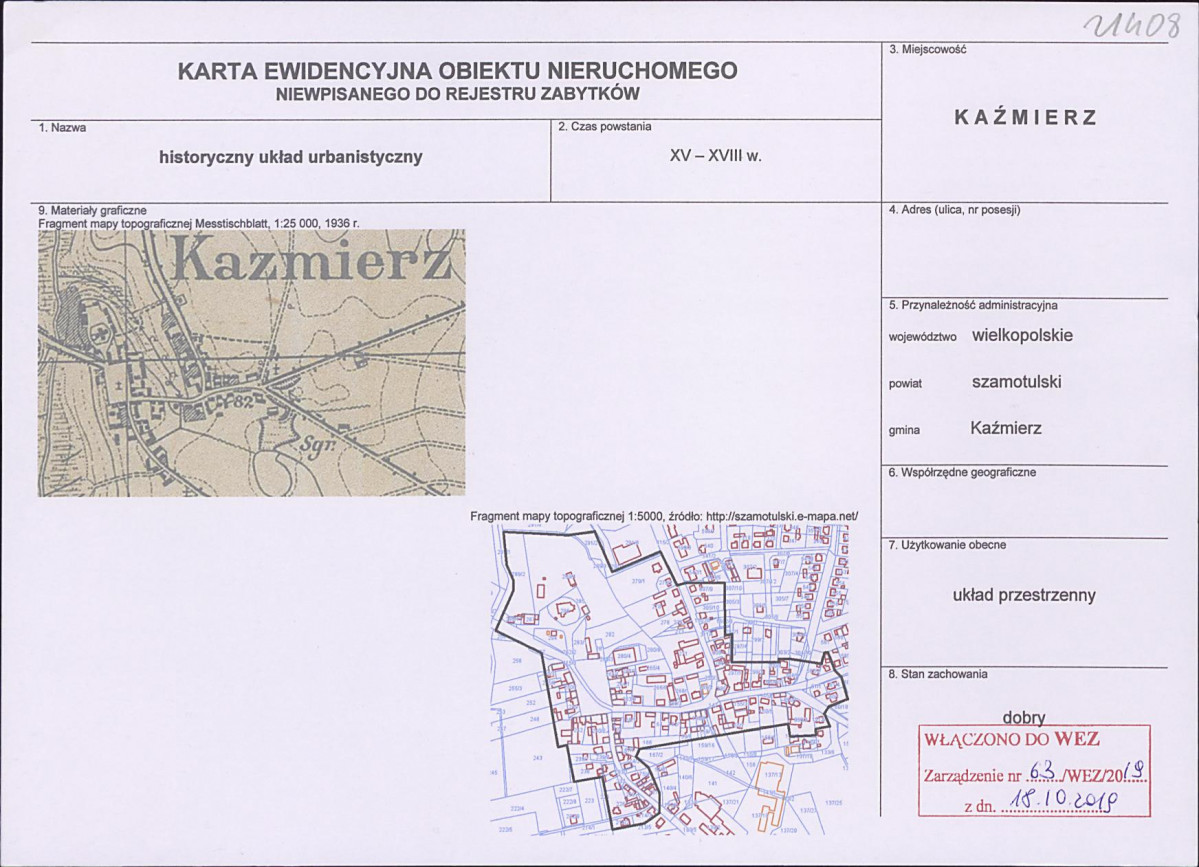 Karta obiektu niewpisanego do rejestru, skan nr 1